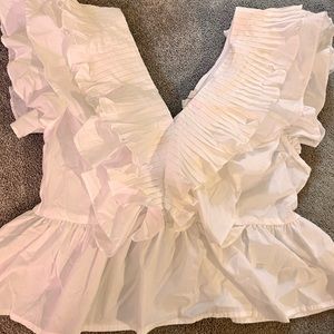 Ento White Ruffle blouse Large